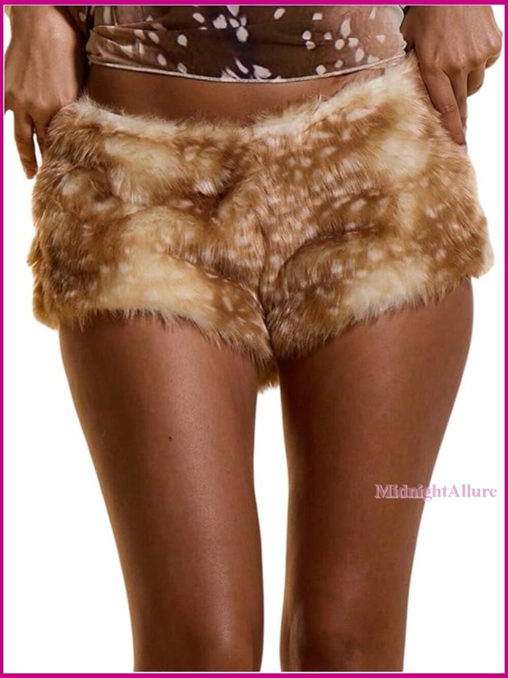 Faux Fur Micro Shorts Low Rise Animal Print Y2K Club Party Hot Pants